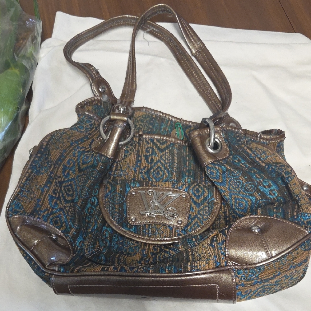 Elegant Brown and Blue Women's Bag